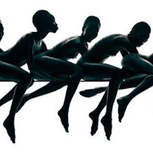 Beauty Study #1085 Mary Malek, 2008 by Howard Schatz, model in different positions , indicating movement in high contrast lighting