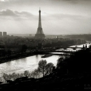 Andreas H. Bitesnich, Paris, Deeper Shades, Eiffel Tower, Seine, River, City, Black and white