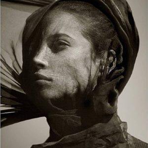 Albert Watson, Christy Turlington, Veil, Portrait, Closeup, Black and white, celebrity portrait, supermodel, topmode, fashion, limited edition, fine art photography