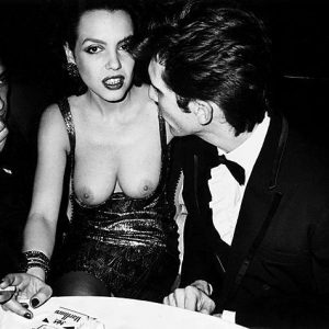 Martine Boutron flanked by her husband and friend, Le Privilege, Paris 1982