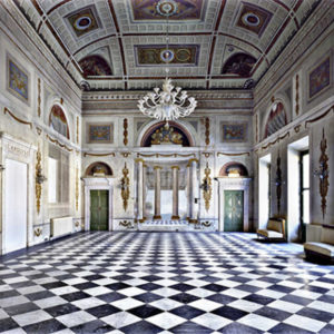 Palazzo Ducale, Massa by Massimo Listri, baroque interior decor with stucco and fresco and checkerboard floor