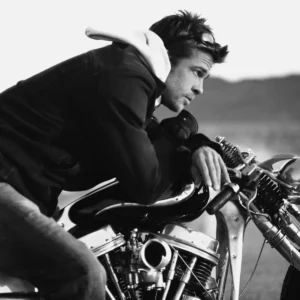 Brad Pitt Motorcycle 2005 by Timothy White, the actor on a motorbike