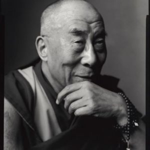 Dalai Lama black and white portrait of the buddhist monk Tenzin Gyatso