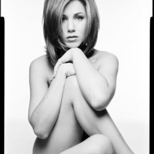 Jennifer Aniston, Los Angeles, CA, 1995 by Mark Seliger, nude portrait of the actress with crossed over legs