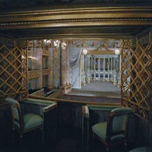 View from the Royal Platform, The Royal Opera by Robert Polidori, green and red interior with view at the opera stage