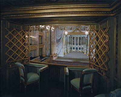 View from the Royal Platform, The Royal Opera by Robert Polidori, green and red interior with view at the opera stage