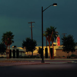 South 3rd Street - Las Vegas 2000, urban area with neon-hotel-sign and palmtrees in dusk