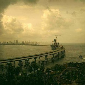 Rajiv Gandhi Sea Link by Andreas H. Bitesnich, car bridge over the ocean