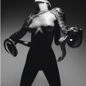 god created eva II by Rankin, nude eva herzigova with snake, b&w