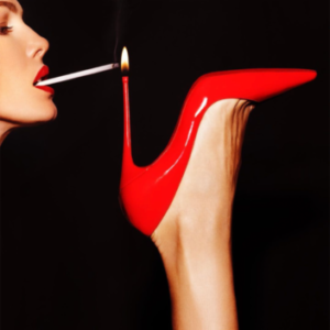 Super Slim,Tony Kelly, woman, red lipstick, red, lipstick, cigarette, Fire, Lighter, Heel, Red Heel, Louboutin, High Heel, Foot, Color, Color Photography, limited edition, fine art photography