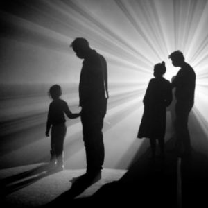 Gaîté Lyrique by Gérard Uféras, four figures in front of a bright light