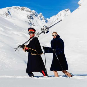 Tony Kelly, Ski Guide, Snow, Winter, Alps, Skiing, Woman, Fashion, Uniform, Blue Sky, Sun, Light, Fine Art Photography, Color, Color Photography, limited edition