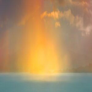 Albert Watson, Sound of Raasay, Islae of Skye, limited edition, fine art photography, abstract photography, color photography, colors, light, clouds, water, orange, yellow, turquiose