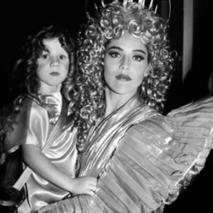 Roxanne Lowit, Sharon Stone Angel, Angel, Angel Costume, Costume, Actress, Child, Portrait, Celebrity Portrait, black and white, black and white photography, Portrait Photography, limited edition, fine art photography, backstage photography