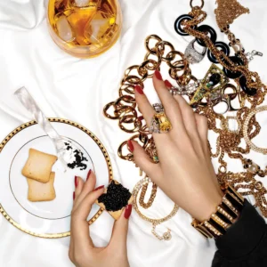 Jesse Frohman, Jewels with Caviar, Hands, Closeup, Jewelry, Caviar, Hands, Woman, Luxury, fine art photography, limited edition