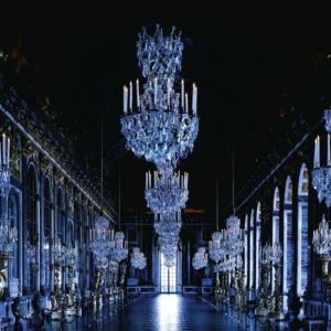 Listri, Versailles V, Francia, 2003, baroque interior, blue, chandeliers