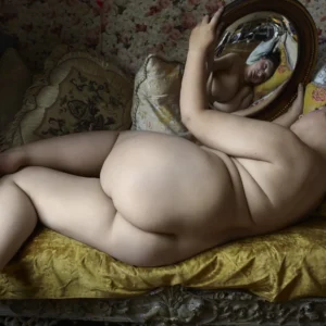 Iris Brosch, Beauty 009, nude, baroque, mirror, woman, painting