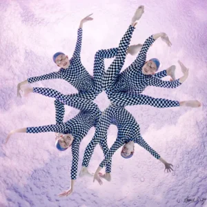 Howard Schatz, Underwater Study, Color, synchronised swimmers, purple, checkerboard, Women, Athletes, dance