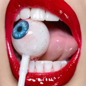 Rankin, Eye, Lollipop, Lips, Red, Color, Tongue, Closeup