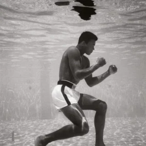 Flip Schulke, Muhammad Ali, Boxer, Boxing, Bocking Legend, Sport, Celebrity, Underwater, Black and white