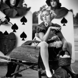 Mark Seliger, Drew Barrymore, Alice in Wonderland, Costume, Smoke, Smoking, Cards, Portrait, Black and White