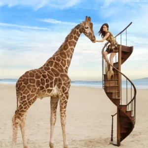 Mark Seliger, Demi Moore, Surrealism, Animal, Giraffe, Portrait, Actress, Celebrity, Desert, Color, Colors