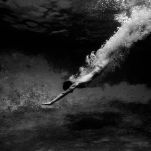 Tyler Shields, Torpedo, Nude, Underwater, Diving, Bubbles, Sport, Black and white