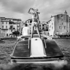 David Yarrow, brigitte Bardot, Boat, Motor Boat, Ocean, Coast, Summer, Holiday, Woman, Bikini, Legs, Model, Luxury, St. Tropez