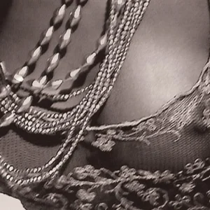 Bruno Bisang, Youma, Milan, Closeup, Skin, Dress, Lace, Necklace, Beads, fashion