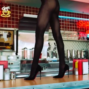 Tyler Shields, Diner High Heels, Legs, louboutin, Woman, Model, Tights, Color, Neon, Red, Sexy, Funny