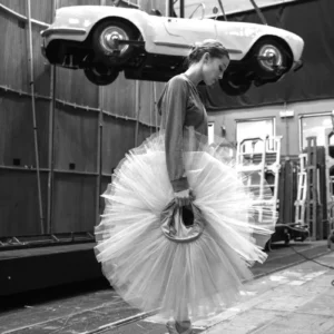 Gérard Uféras, Ballerina, Car, Tutu, Street, Dancer, Ballet, Dancing, Woman, black & white