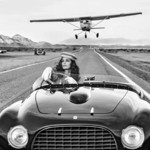David Yarrow, South by Southwest, vintage, car, airplane, model, america, west, black and white, woman