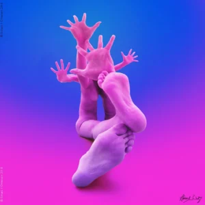 Howad Schatz, Body Knots, color, colors, pink, blue, body, nude, abstract, hands, feet