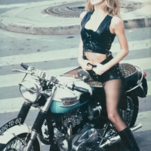 Ellen von Unwerth, Claudia Schiffer, Color, Supermode, Topmodel, Blonde, Woman, Motorbike, Hells Angels, Biker Girl, Leather, Bike
