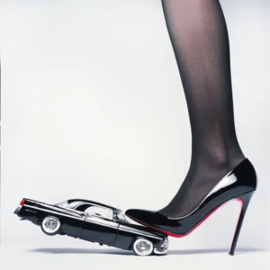 Tyler Shields, Chrysler, Car, Vintage, Oldtimer, Woman, leg, foot, Heel, tights