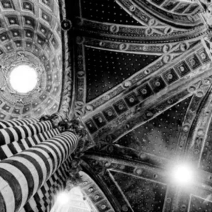 Howard Schatz, Duomo Di Siena, anthology, black and white, gothic, church, interior, stripes, panoramic, limited edition, fine art photography