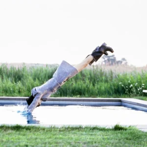 Arthur Elgort, Stella Tennant, Pool, Jumping, Landscape, Nature, Outdoor, Surrealism, Funny, Color, Color Photography, limited edition, fashion photography, fashion, fine art photography, Model, Supermodel, Surrealsim