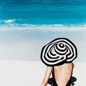 Jean-Daniel Lorieux, Katherina, Christian Dior, French Vogue, beach, ocean, water, fashion, beachwear, hat, fine art photography, color photography, limited edition