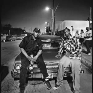 Mark Seliger, Dr. Dre, Snoop Dog, Rap, Hip Hop, 90s, Celebrity, Celebrity Portrait, Musician, Car, portrait, Black and White Photography, limited edition, fine art photography
