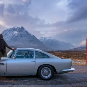 David Yarrow, Skyfall, Fine Art Photography, Color Photography, james bond, glencoe, scotland, Model, Woman, Nude, Car, Sky, fine art photography, limited edition, david yarrow photography, landscape, nature, phone booth