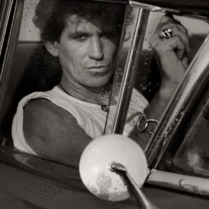 Albert Watson, Keith Richards, Musician, Heavy Metal, Car, Portrait, Black and white, black and white portrait, celebrity, celebrity Portrait, fine art photography, limited edition, rockstar