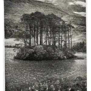 Albert Watson, Ink, Scotland, Lake, Island, Trees, Nature, Landscape, Highlands, Isle of Skye, black and white, Ink, Fine art photography, limited edition, black and white, black and white photography, Sky, Clouds,