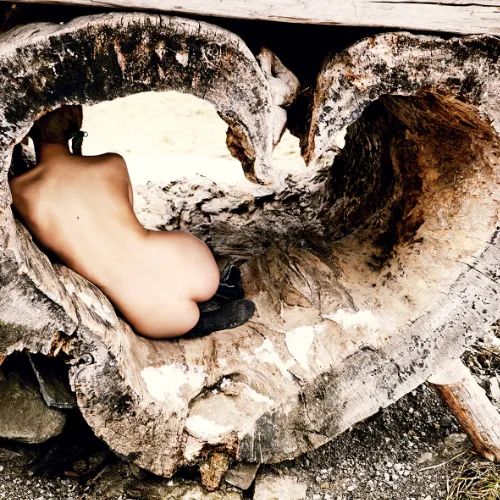 Banana Boat, heimat - cropped square by Ellen von Unwerth, four models in vintage bathing suits, sunglasses and swimcaps on a blow up banana