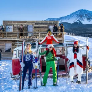 David Yarrow, The Gold Digger Saloon, Model, Woman, Bison, Wildlife, Volkswagen, mountains, snow, winter, ski, skiing, Color, Color photography, fine art photography, limited edition, david yarrow photography, Saloon, Wild West