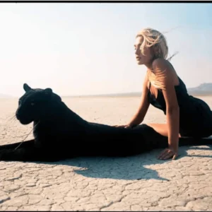 Michel Comte, Michel Comte photography, Michel Comte Vogue 1996, Vogue editorial photography, Vogue 1990s, 1990s fashion photography, iconic fashion photography, vintage Vogue photography, fine art fashion photography, collectible photography, limited edition photography, limited edition print, signed photography print, rare photography print, museum quality print, gallery edition print, luxury wall art, high-end art photography, contemporary photography, fashion art print, editorial portrait, blonde model, beauty and the beast, beauty and beast Vogue, woman with panther, panther photography, black panther, big cat portrait, wildlife meets fashion, sensual editorial, cinematic fashion image, desert photoshoot, cracked desert floor, minimalist landscape, warm natural light, golden hour photography, strong feminine portrait, powerful fashion imagery, iconic Vogue image, statement art piece, collector’s edition artwork, fine art print for sale, photography artwork for sale, gallery fine art print, limited edition fine art photography, investment art photography, luxury photography print, timeless fashion iconography, PREISS FINE ARTS